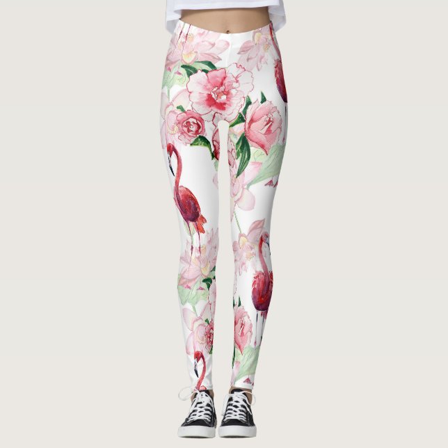Leggings Flamingo rosa: Elegancia de patrón sin foco (Anverso)