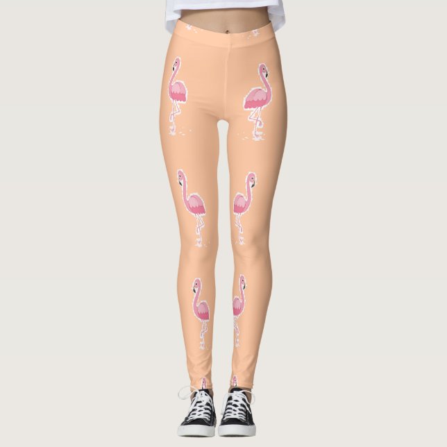 Leggings flamingo rosa en naranja pálido (Anverso)
