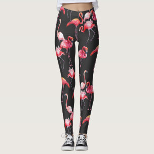 Leggings Flamingo Rosa: Patrón acuarela tropical.