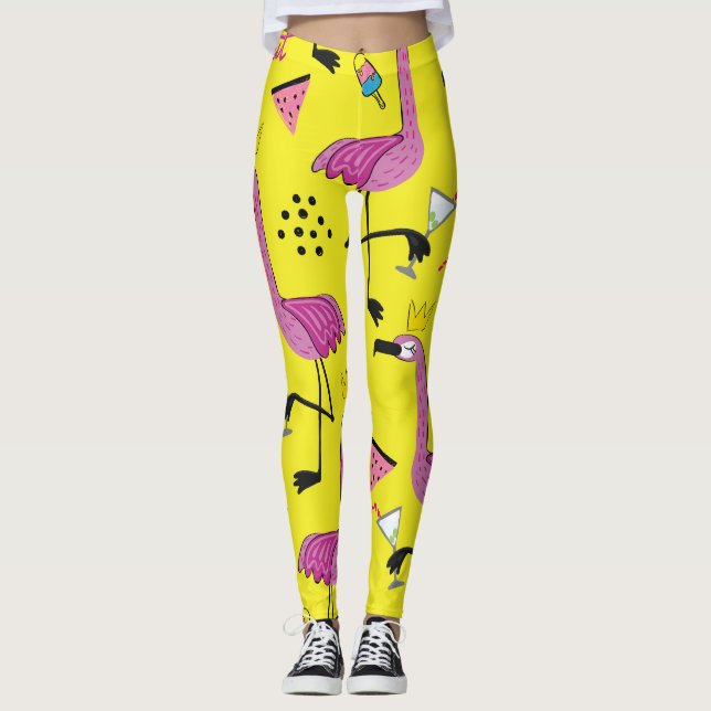 Leggings Flamingo rosa: Patrón de moda de verano (Anverso)