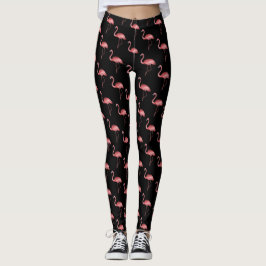 Leggings Flamingo rosa sobre fondo negro