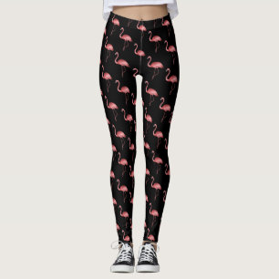 Leggings Flamingo rosa sobre fondo negro