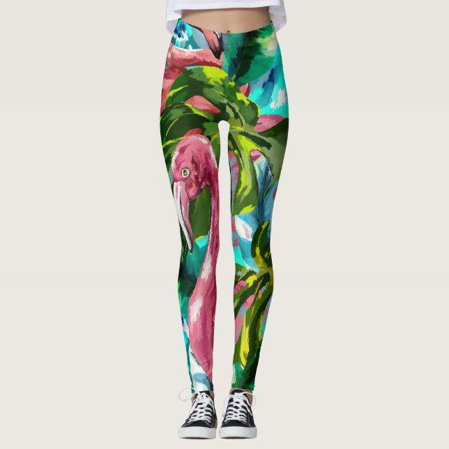 Leggings Flamingo rosa tropical (Anverso)