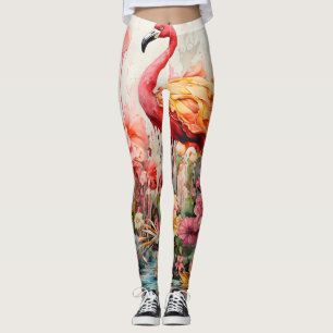 Leggings Flamingo Tropical Fantasy Paradise Bloom
