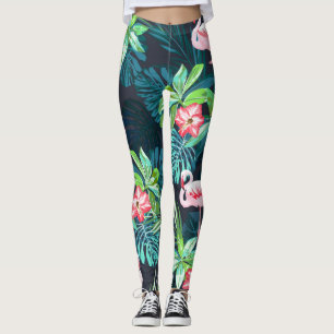 Leggings Flamingo tropical: Patrón de flores de verano