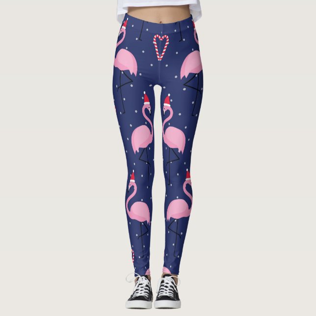Leggings Flamingo Xmas Gorra Candy Pattern (Anverso)