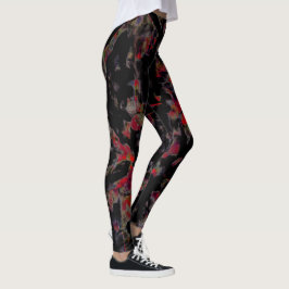 Leggings Flashy Red blots en base rocosa gris oscuro, textu