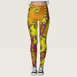 Leggings Flashy Vibrant Spiral Fractal Funky Resumen Arte
