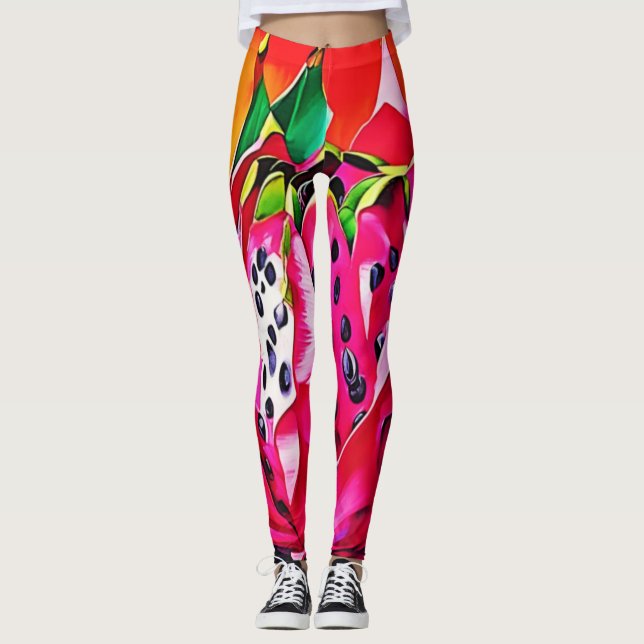 Leggings Flauta de fruta de dragón exótica (Anverso)