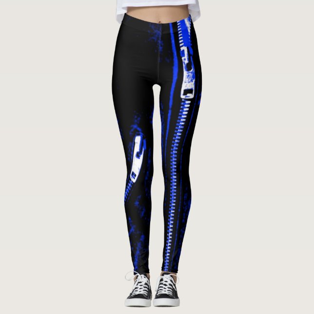 Leggings Flechas de impresión azul Zips (Anverso)