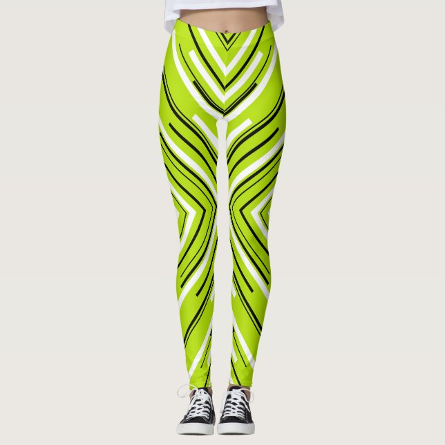 Leggings Flechas en verde lima, negro y blanco (Anverso)
