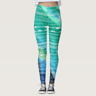 Leggings Flechas verdes azules color azteca geométrico de a