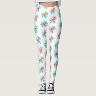 Leggings Fléon roja sobre fondo acuarela