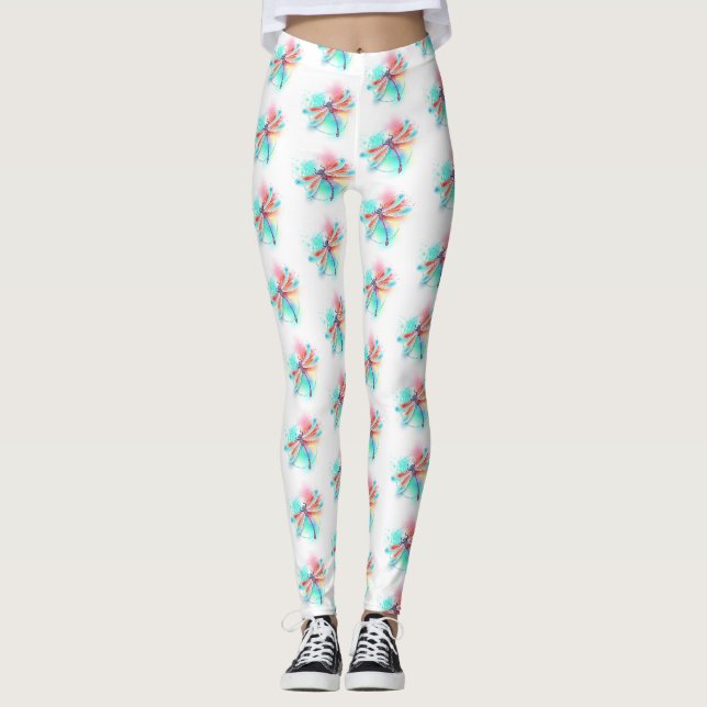Leggings Fléon roja sobre fondo acuarela (Anverso)