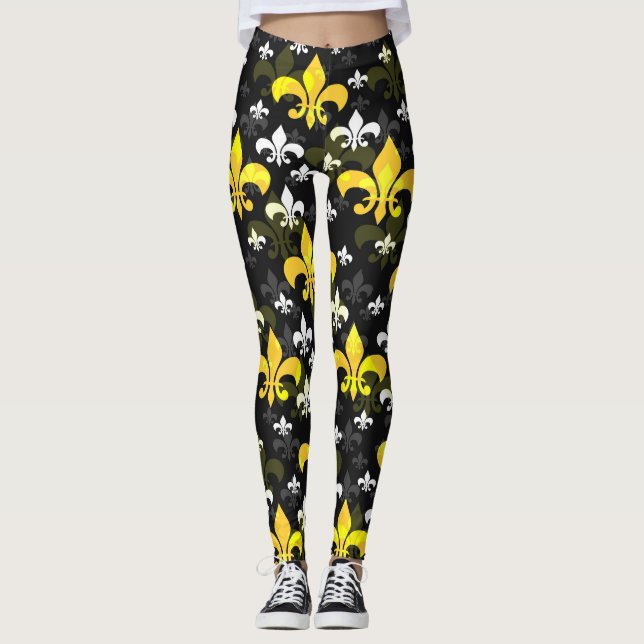 Leggings Fleur Blanco Amarillo De Lis (Anverso)