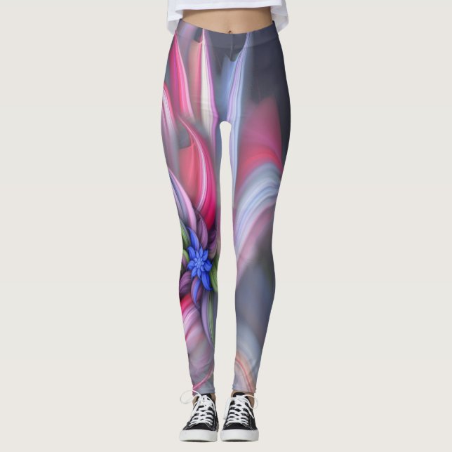 Leggings Flor abstracta azul moderna (Anverso)