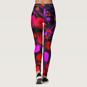 Leggings Flor abstracta y color de agua foliada