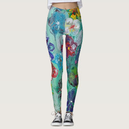Leggings Flor acrílica colorida  