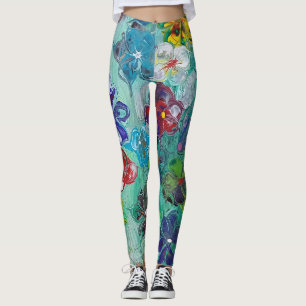 Leggings Flor acrílica colorida  