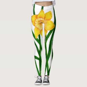 Leggings Flor Acuarela del narciso que pinta la impresión