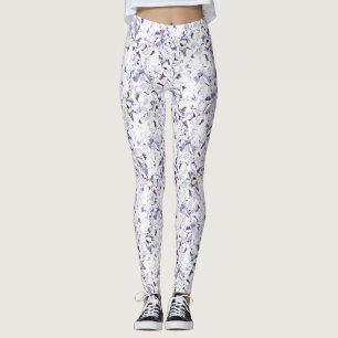 Leggings Flor acuarela ramo de hortensias.