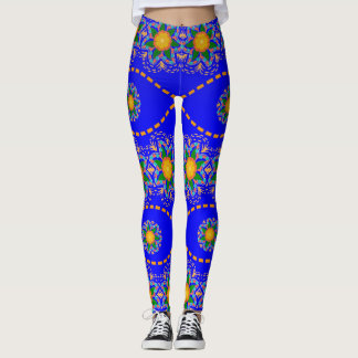 Leggings Flor amarilla brillante abstracta femenina de plen