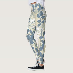 Leggings Flor asiática de hoja azul japonesa