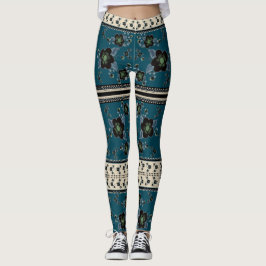 Leggings Flor azul profundo