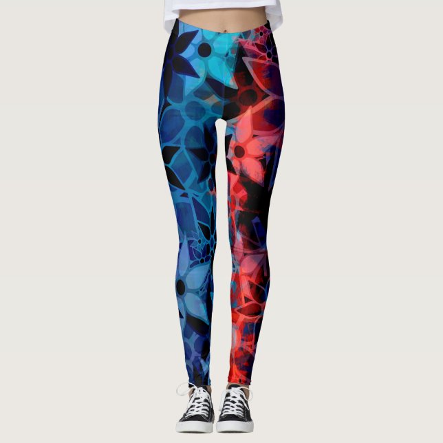 Leggings Flor azul rojo (Anverso)