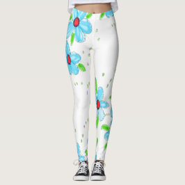 Leggings Flor azul turquesa