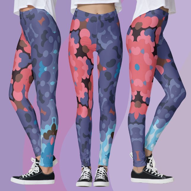 Leggings Flor azul y rosa retro Mandala (Subido por el creador)