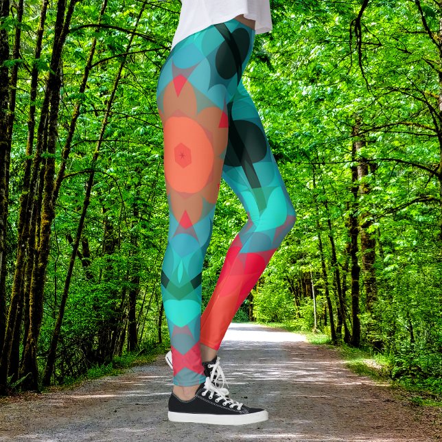 Leggings Flor azul y rosa retro Mandala (Subido por el creador)