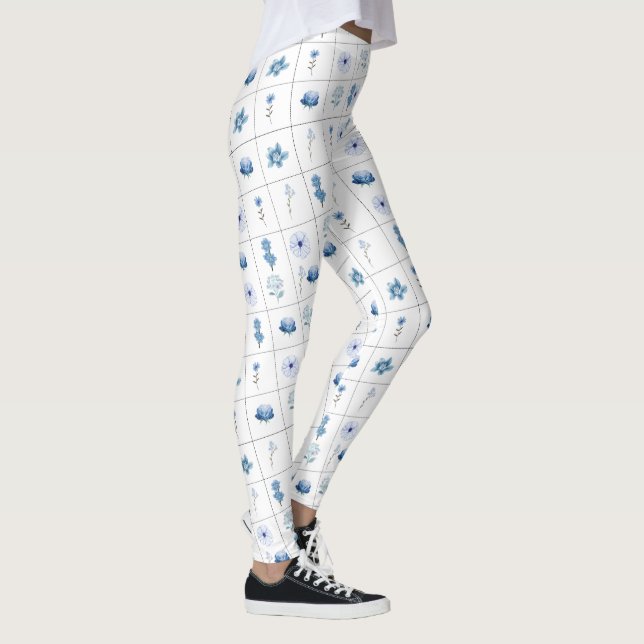 Leggings Flor blanca y azul (Derecha)