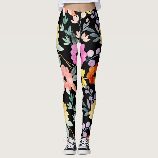 Leggings Flor botánica floral acuática moderna (Anverso)