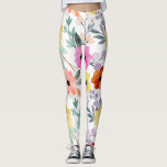 Leggings Flor botánica floral acuática moderna<br><div class="desc">Flores botánicas florales de acuarela moderna</div>