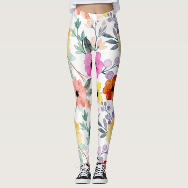Leggings Flor botánica floral acuática moderna (Anverso)