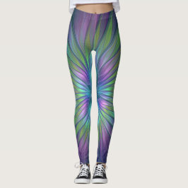 Leggings Flor brillante colorida Abstracto de arte fractal