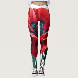 Leggings Flor de adormidera roja