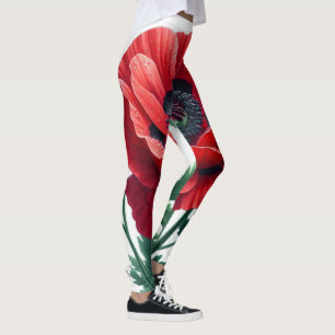 Leggings Flor de adormidera roja