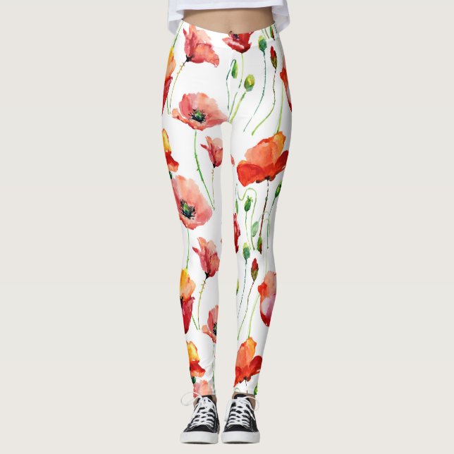 Leggings Flor De Adormidera: Sencillo Fondo Sin Marea. (Anverso)