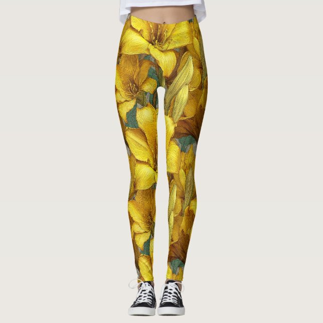 Leggings Flor de Amarilis Lindo Ejercicio Corriendo (Anverso)