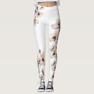 Leggings Flor de Anémona Pintada a la Acuarela
