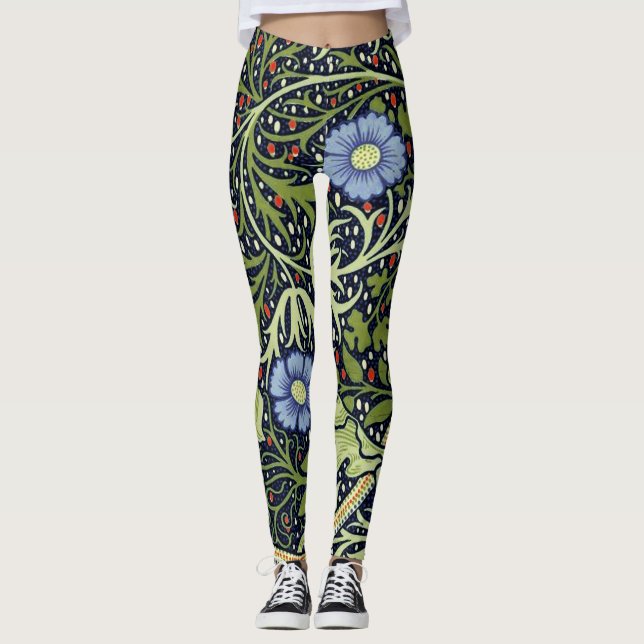 Leggings Flor de antigüedades de William Morris Seaweed (Anverso)