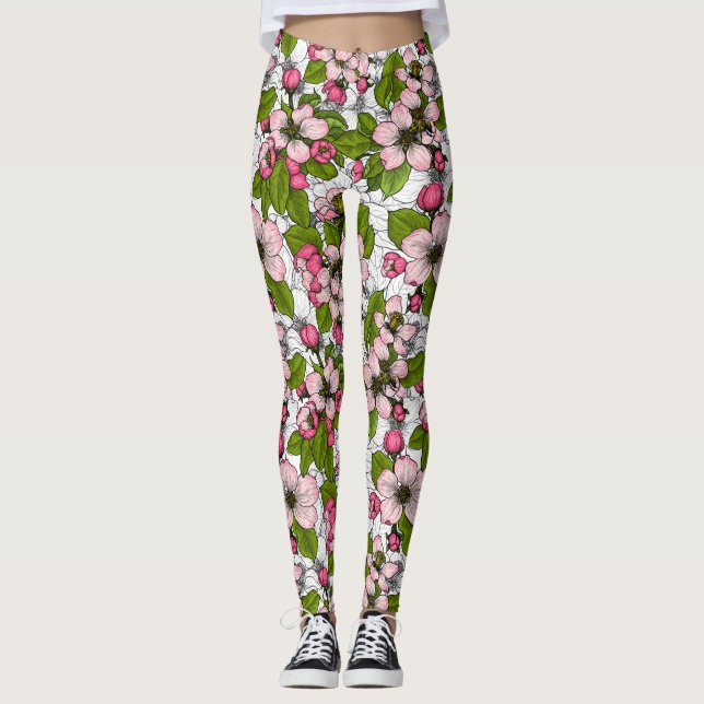 Leggings Flor de Apple en blanco (Anverso)