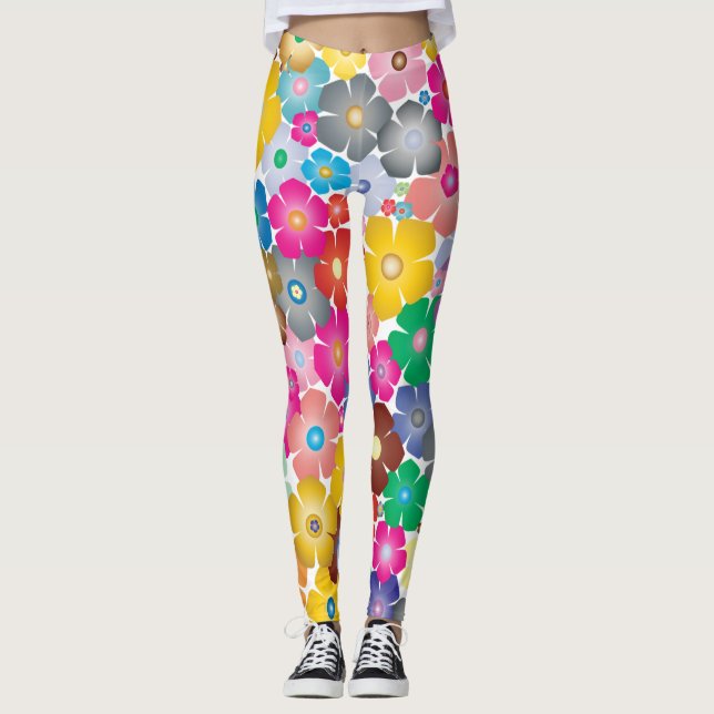 Leggings Flor de arcoiris florece en las leggencias (Anverso)