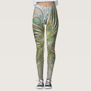 Leggings Flor De Arte Fractal Moderno Con Oro