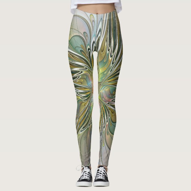 Leggings Flor De Arte Fractal Moderno Con Oro (Anverso)