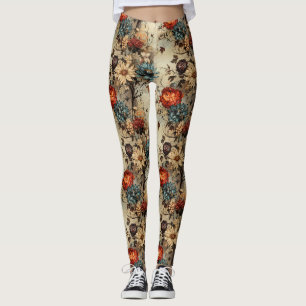Leggings Flor de calabaza otoñal de granja rústica