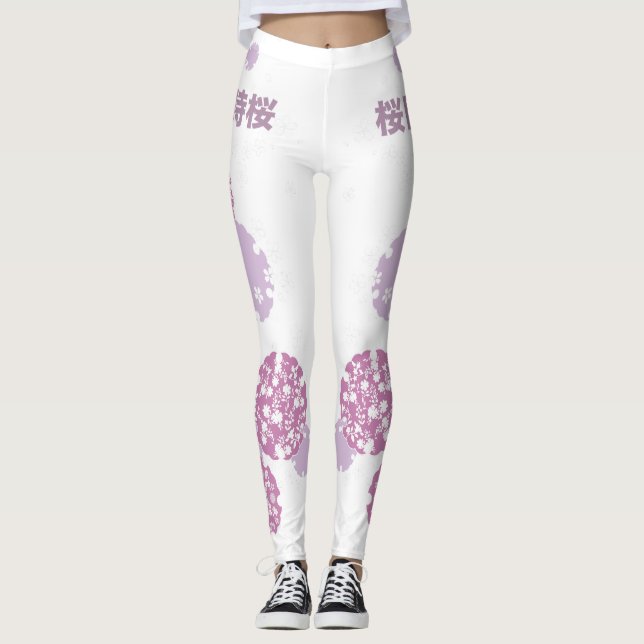 Leggings Flor de cerezo, leggantas Sakura japonesas (Anverso)
