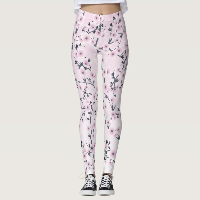 Leggings Flor de cerezo rosa (Anverso)